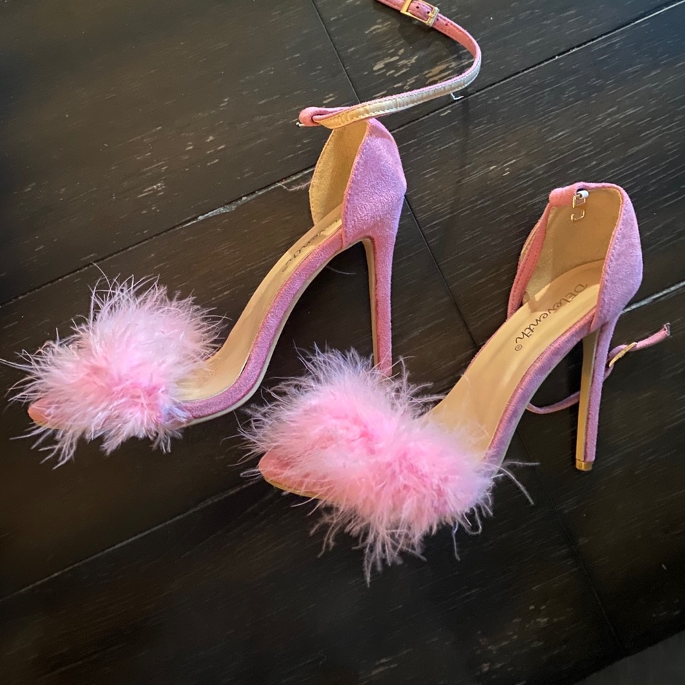 Pink fluffy high heels